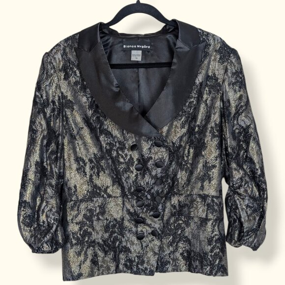 V. Bianca Nygard Metallic Floral Tux Blazer - Picture 5 of 9